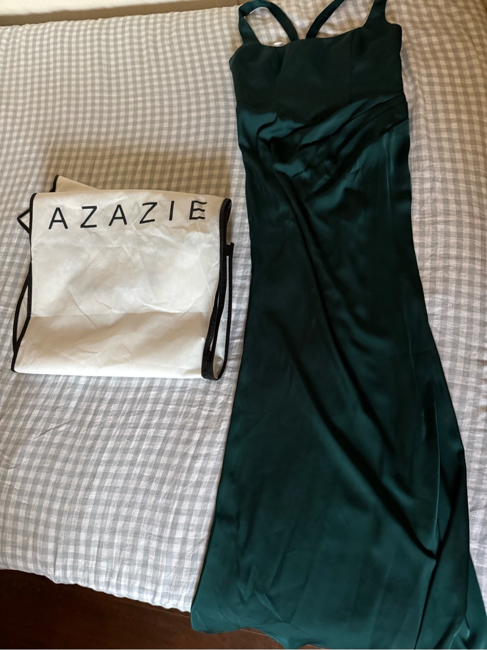 Azazie Deep Emerald Satin Maxi Slip Skirt